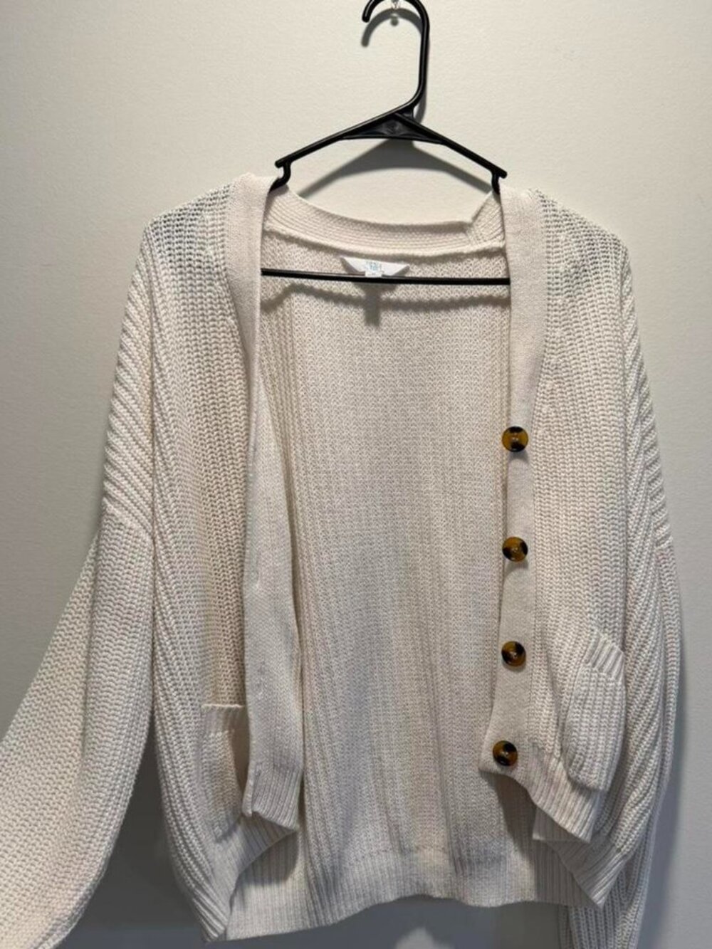 Women's White and Cream Cardigan